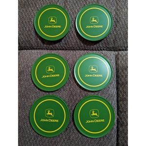 John Deere Collectors Coasters Cork Bottoms Metal Storage Tin Set Of 6